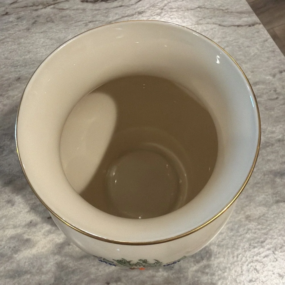 Vtg Y2K Lenox China Large Autumn Vase Hand Decorated With 25K Gold  8